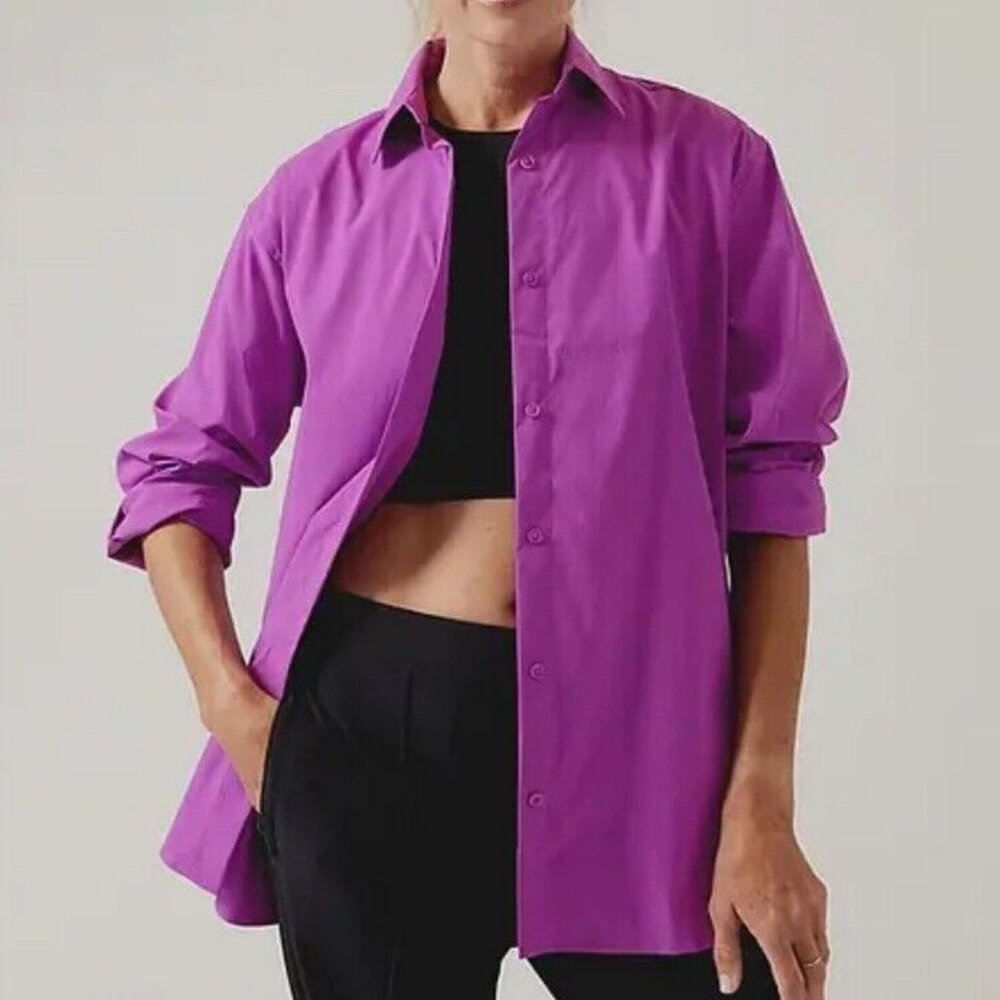 Athleta Performance Oversized Poplin Top size 3X Jazzy Purple
